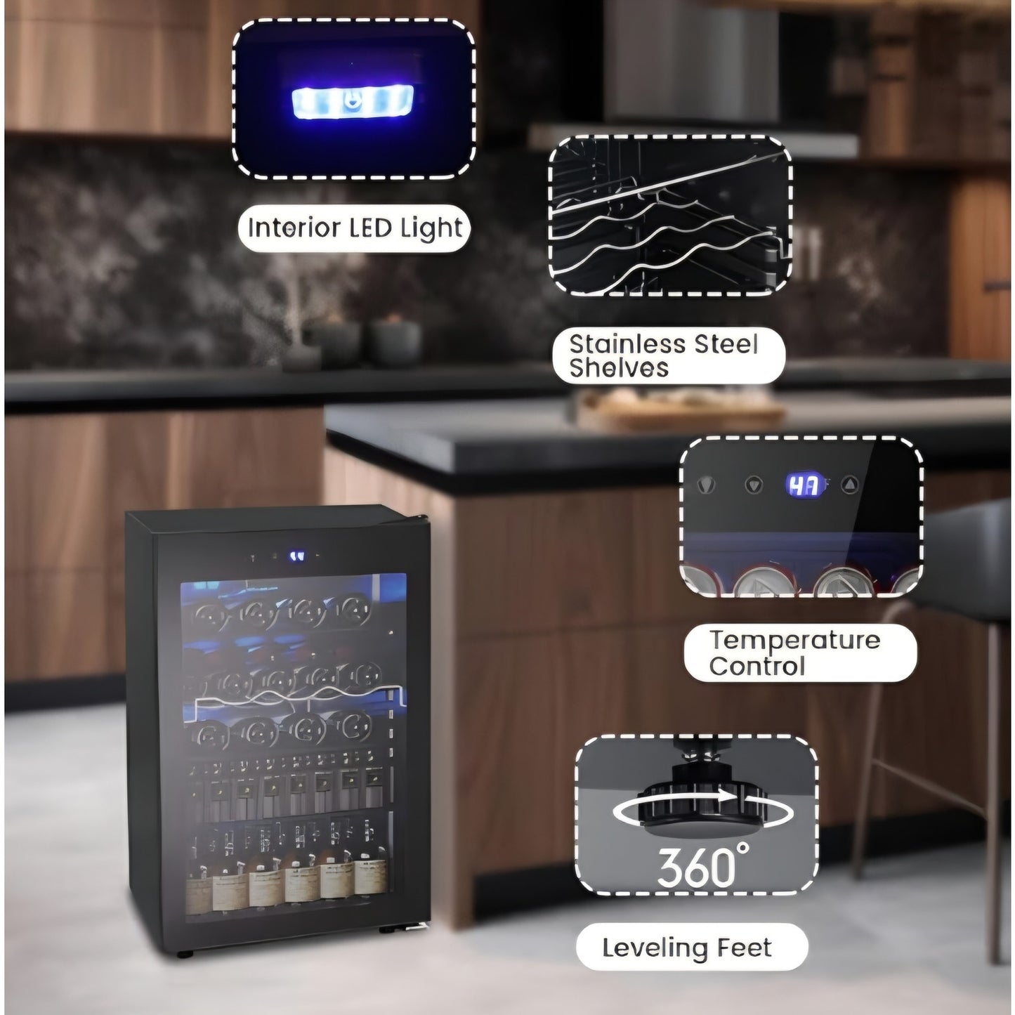 Electactic 37 Bottle Wine Fridge,Freestanding 145 Can Beverage Refrigerator with Smart Temperature