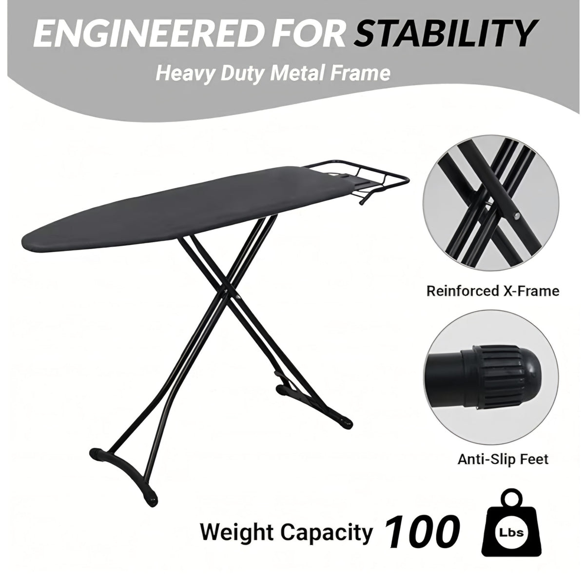 Ironging Board, Metal Mesh Panel Folding Iron Board with Retractable Iron Rest,