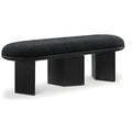Bench with Luxurious Black Boucle Fabric and Rich Solid Wood with Rich Finish