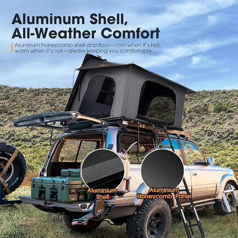 SanHima Rooftop Tent Hard Shell-Hotham Side Overland Al. Roof Top Tent, 81"x60"x49"