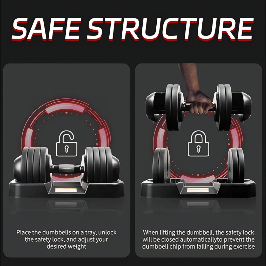 52LBS Single Adjustable Dumbbell Premium Rubber Coated