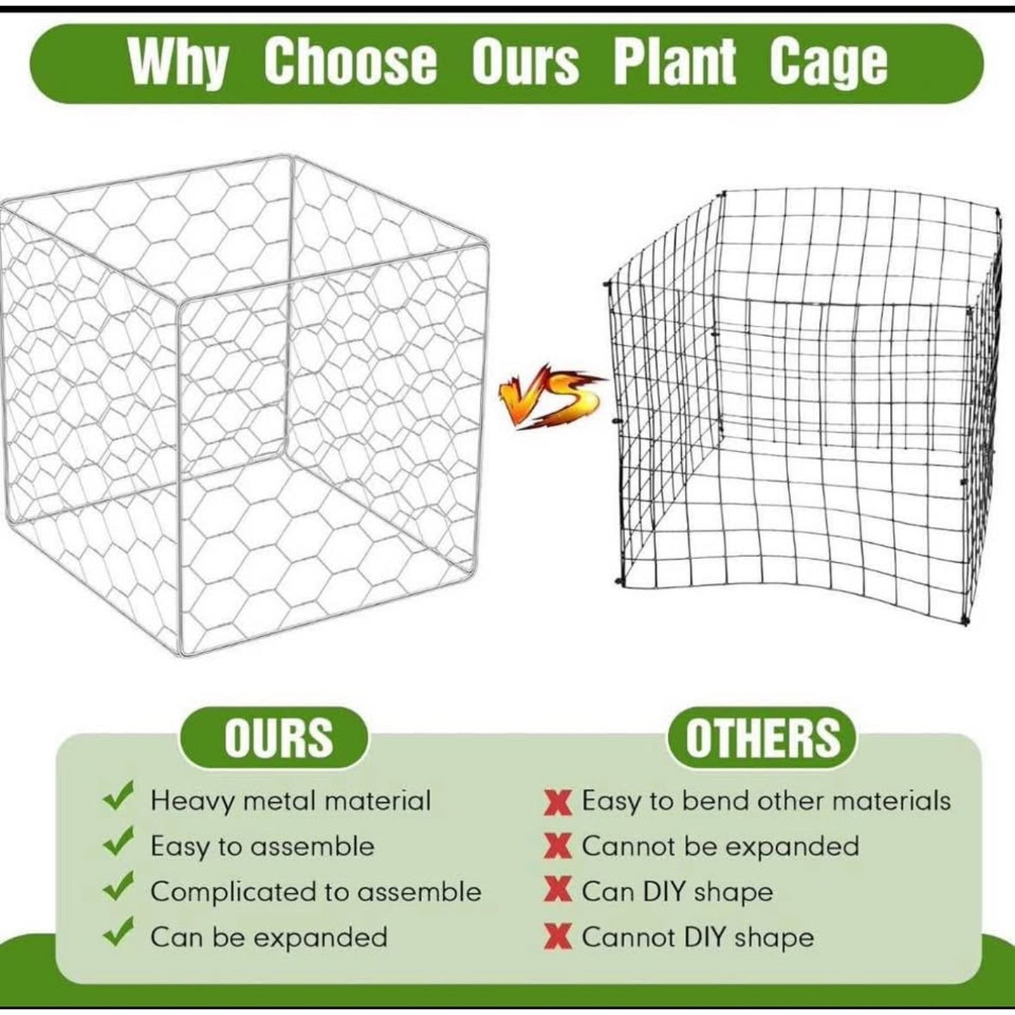 Zubebe 16 set wire plant protectors square wire plant cages mesh 12 x 20
