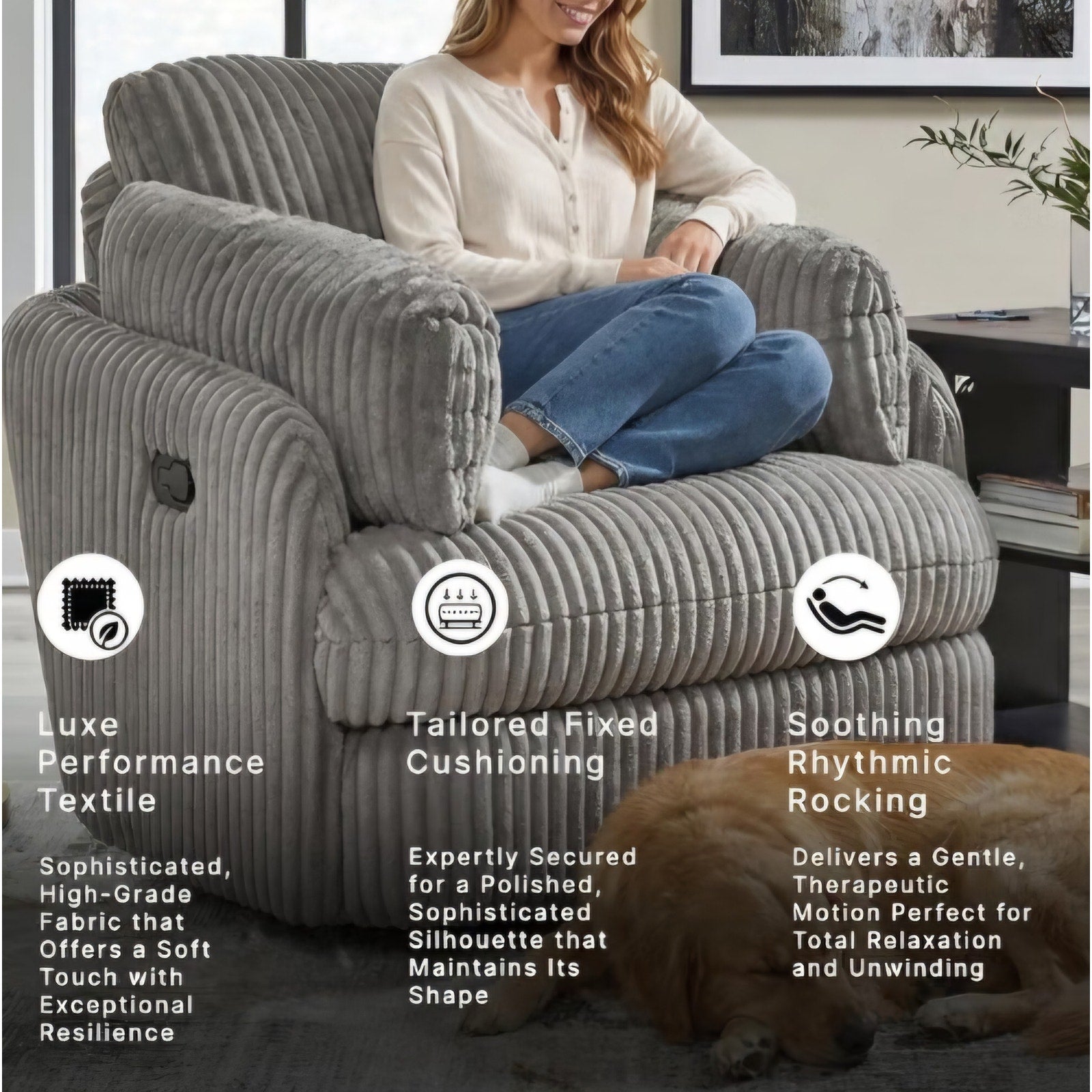Signature Design by Ashley Tie-Breaker Swivel Glider Recliner, 2 Bolster Pillows, Hidden Storage