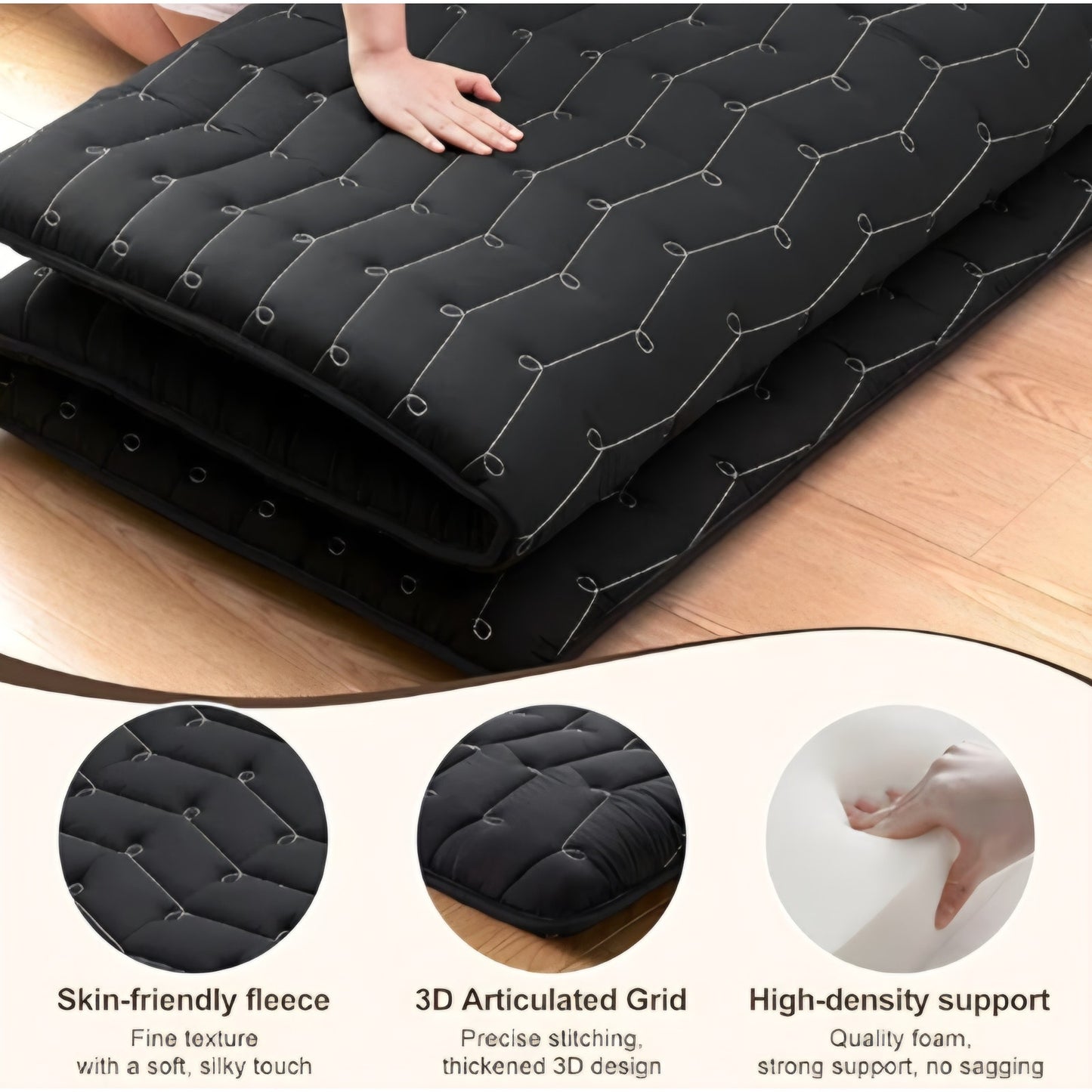 Premium Foam 3.2" Thick Japanese Futon Floor Mattress - Full Size 54"x80" 100% High-Density Foam