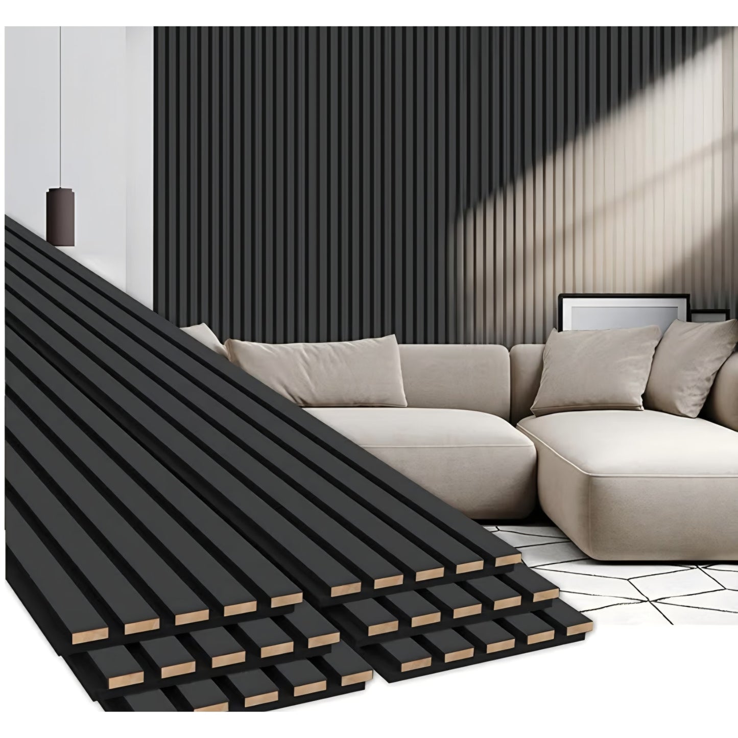 Wood Panels for Wall 94.5" × 7.87" Acoustic Soundproof Wall Slat Panels,