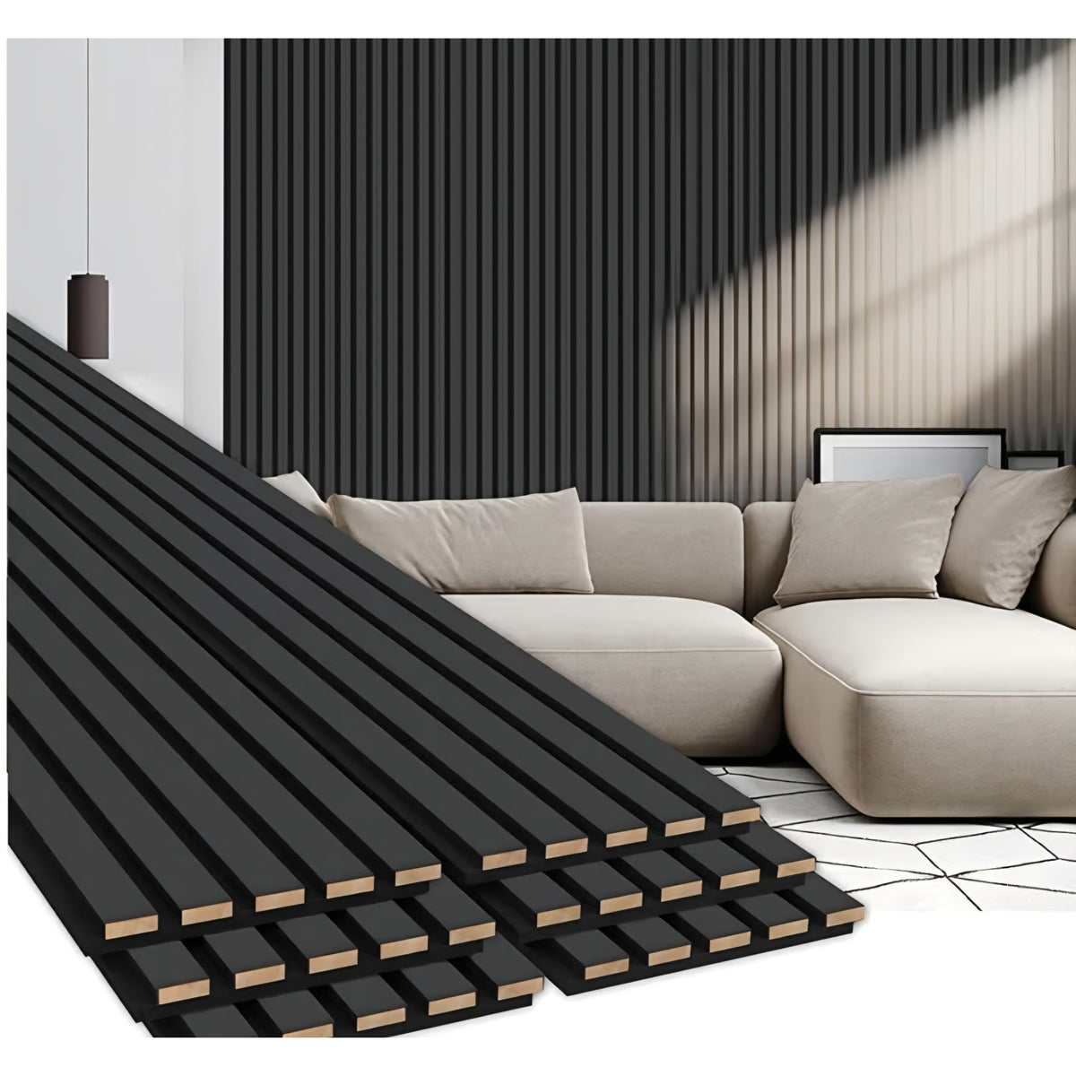 Wood Panels for Wall 94.5" × 7.87" Acoustic Soundproof Wall Slat Panels,