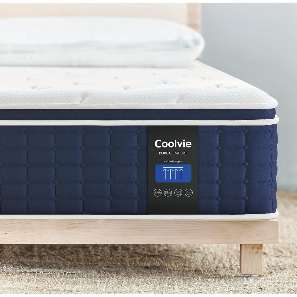 Full Coolvie Size Mattress 14 Inch, Hybrid Soft Medium Plush Mattress with Gel Memory Foam