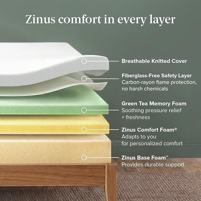 Full Zinus Green Tea Memory Foam Mattress 12 Inch CertiPUR-US & Oeko-TEX Certified Safe Materials
