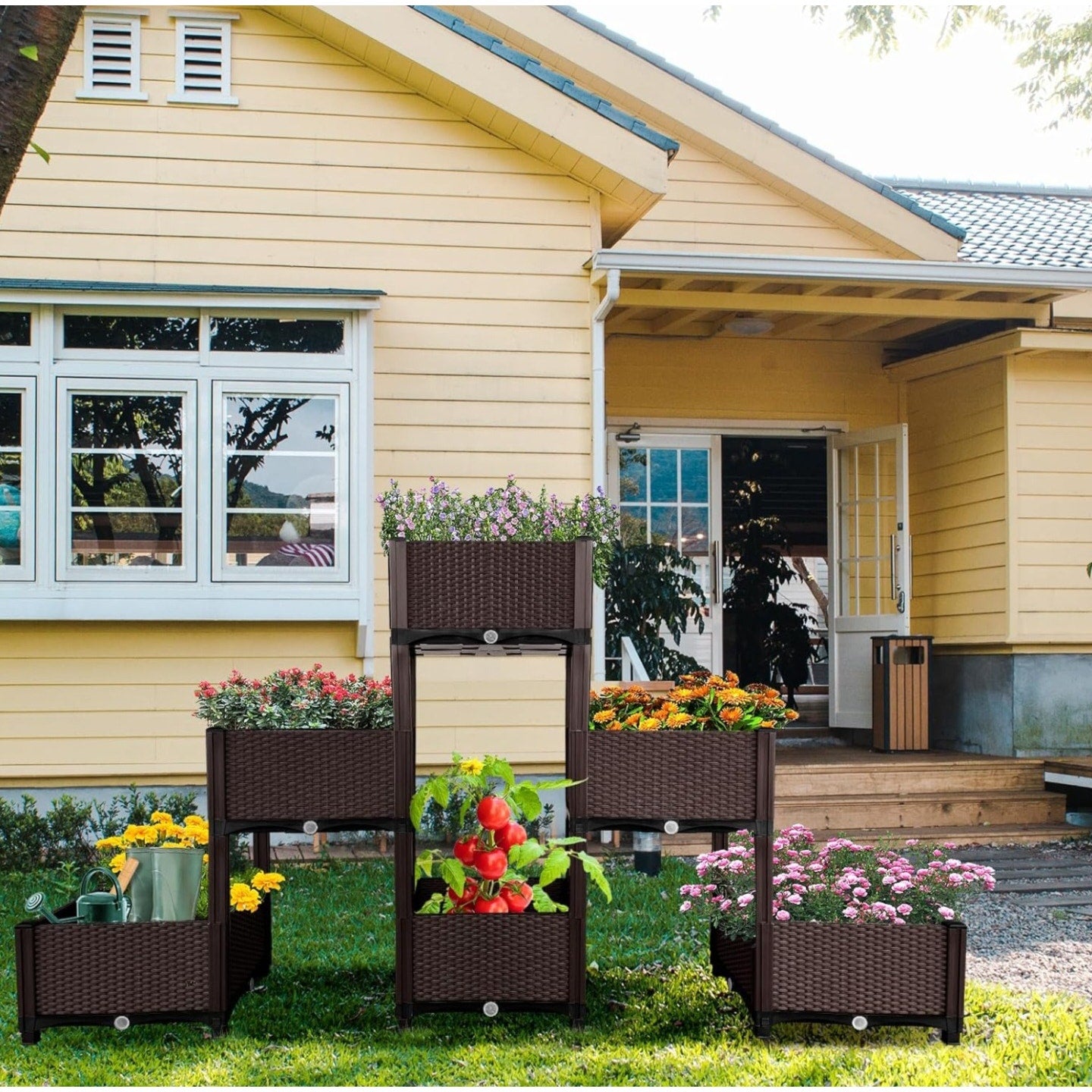 MAYOLIAH Raised Garden Bed with Drainage Elevated Planter Box Plastic Raised Beds for Gardening