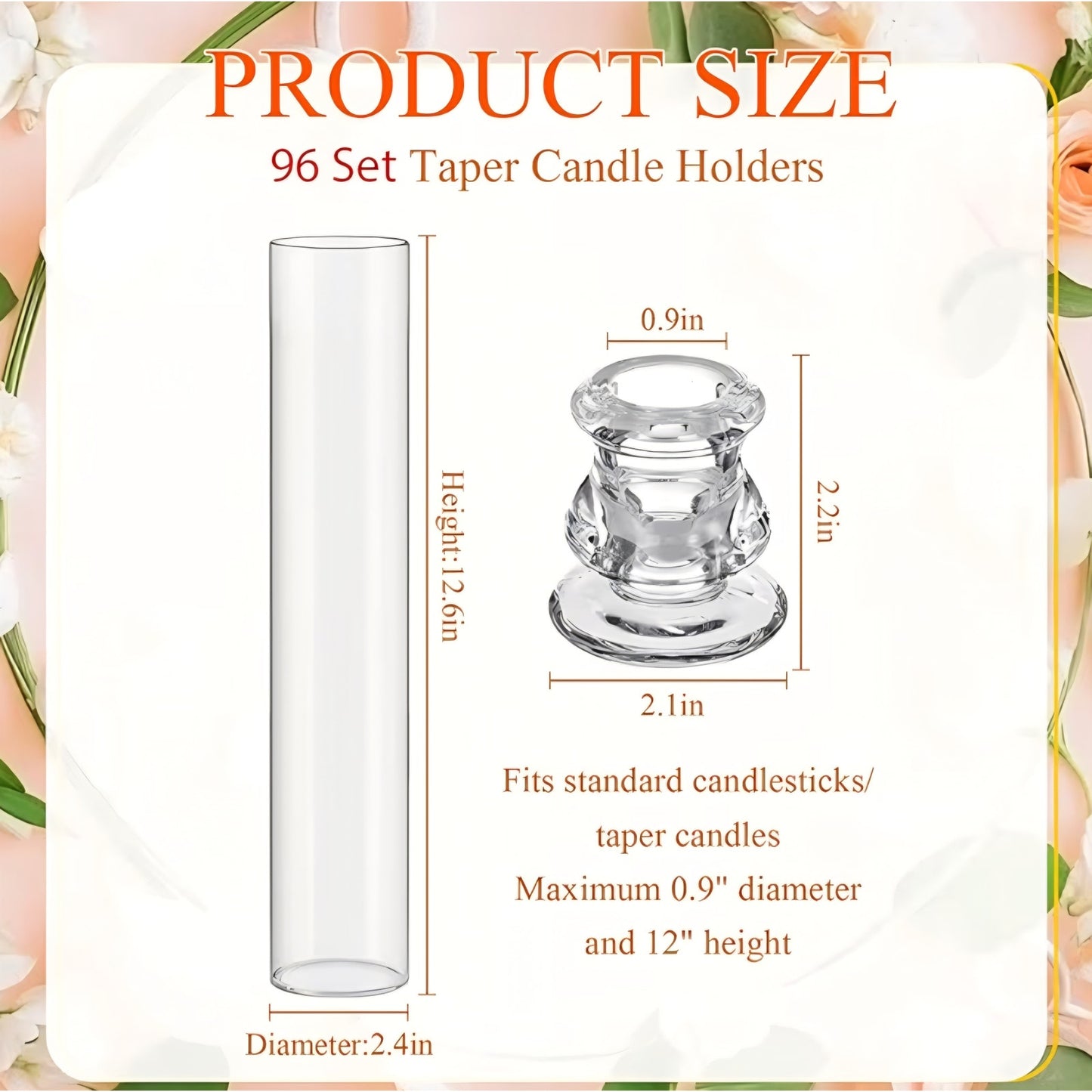 60 Set Glass Hurricane Candle Holders Bulk 12.6" Open Ended Glass Candleholder Tube Shape Bottomles