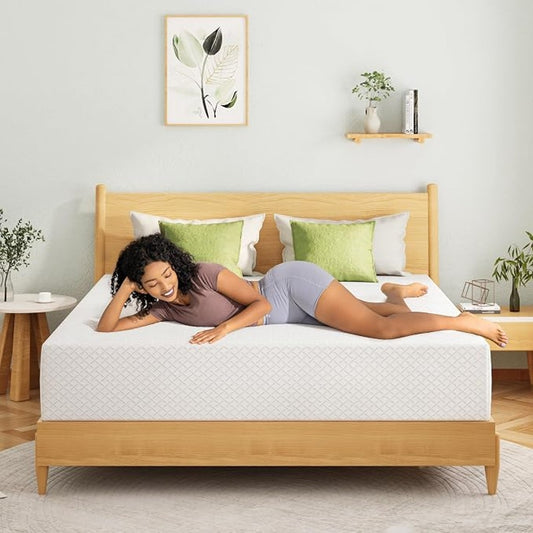 EGOHOME Queen Mattress  in A Box, 12 In, Medium Firm, Cooling Green Tea Gel, 80''L x 60''W, White