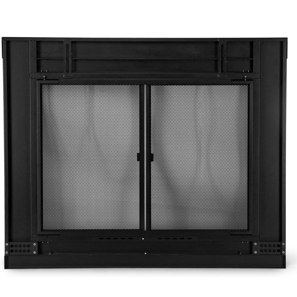 Stanbroil Fireplace Glass Cabinet-Style Door, Black Finish, Large, Decorative Fireplace Screen Door for Fireplace Accessories