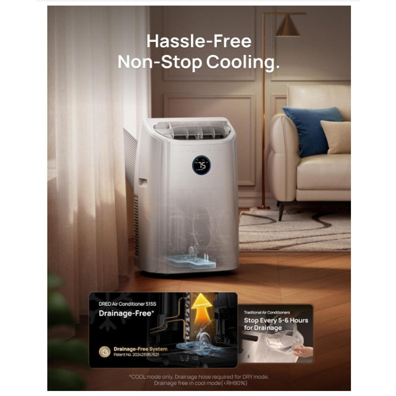 DREO Portable Air Conditioner 515S, 12000 BTU ASHRAE (8000 BTU DOE) Smart AC Unit for Bedroom