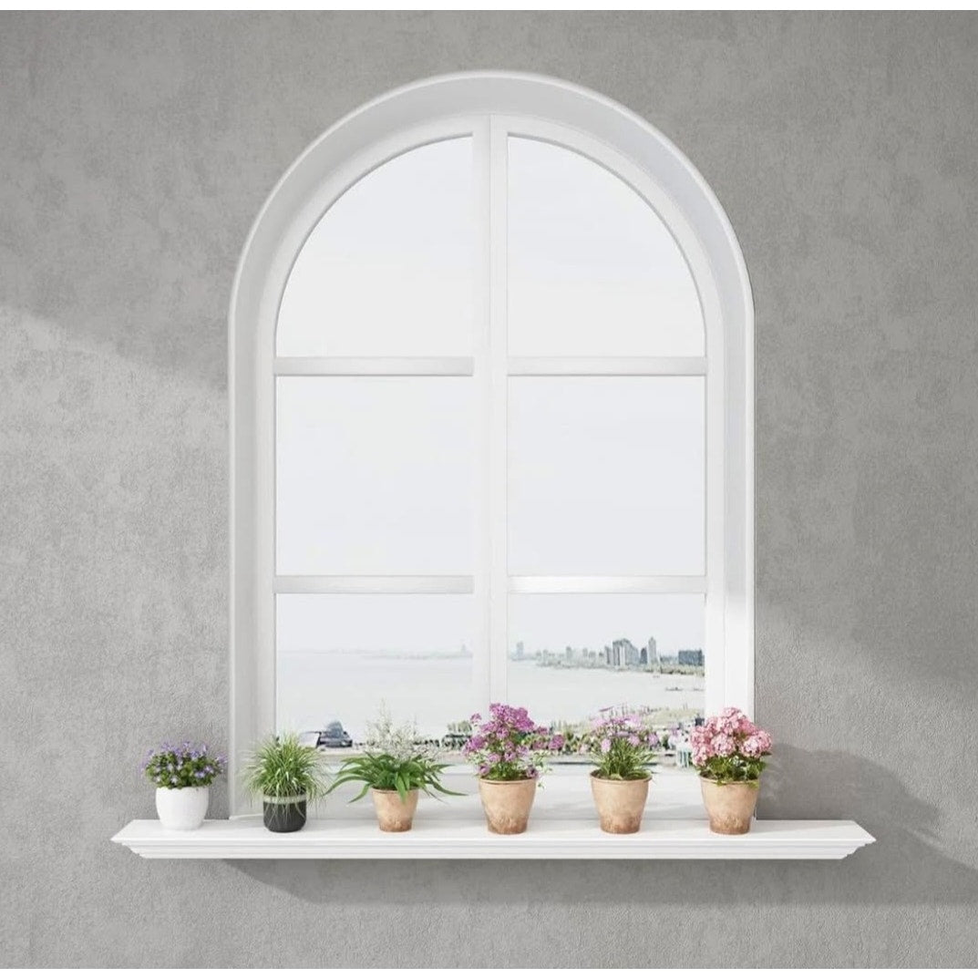 WELLAND 48 inch Wall Mounted Pine Wood Fireplace Mantel Shelf White Finished Corona Crown Molding