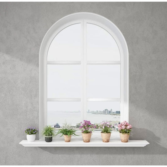 WELLAND 48 inch Wall Mounted Pine Wood Fireplace Mantel Shelf White Finished Corona Crown Molding