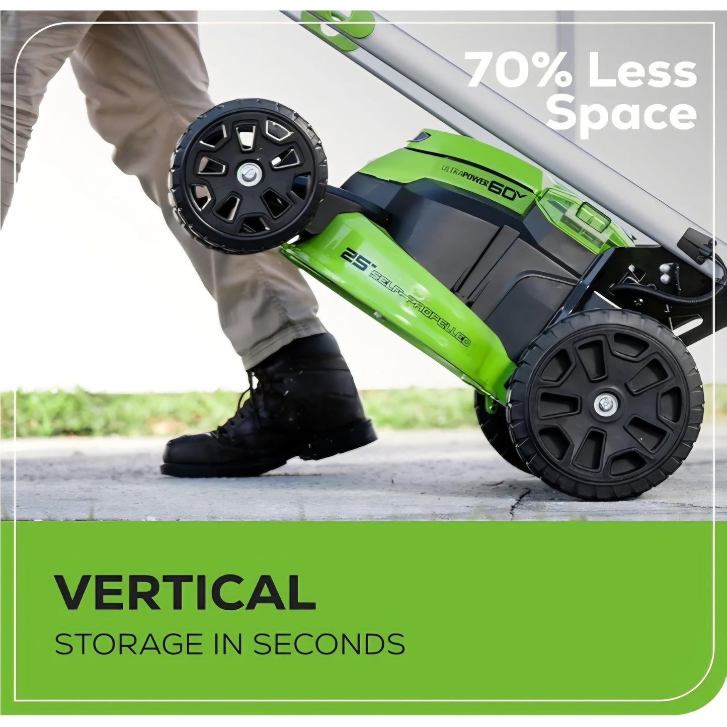 Greenworks 60V 25” Cordless (Self-Propelled) Lawn Mower (LED Lights + Aluminum Handles),