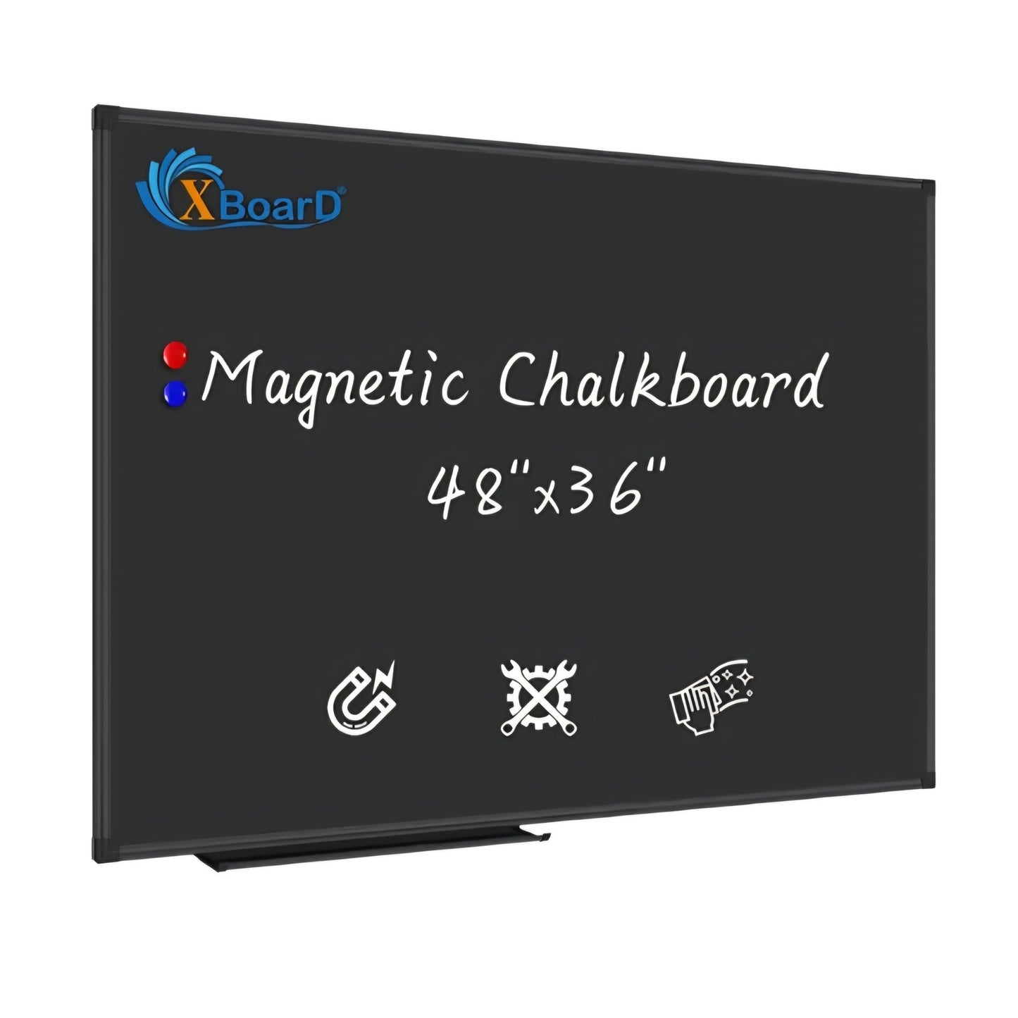 XBoard Magnetic Chalkboard Blackboard 48 x 36, Chalk Board/Black Board with 2 Magnets