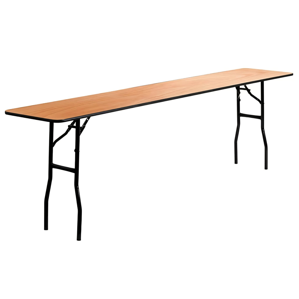 Gael 8' Wood Folding Training and Event Table, Rectangular Folding Training Table with Smooth Clear