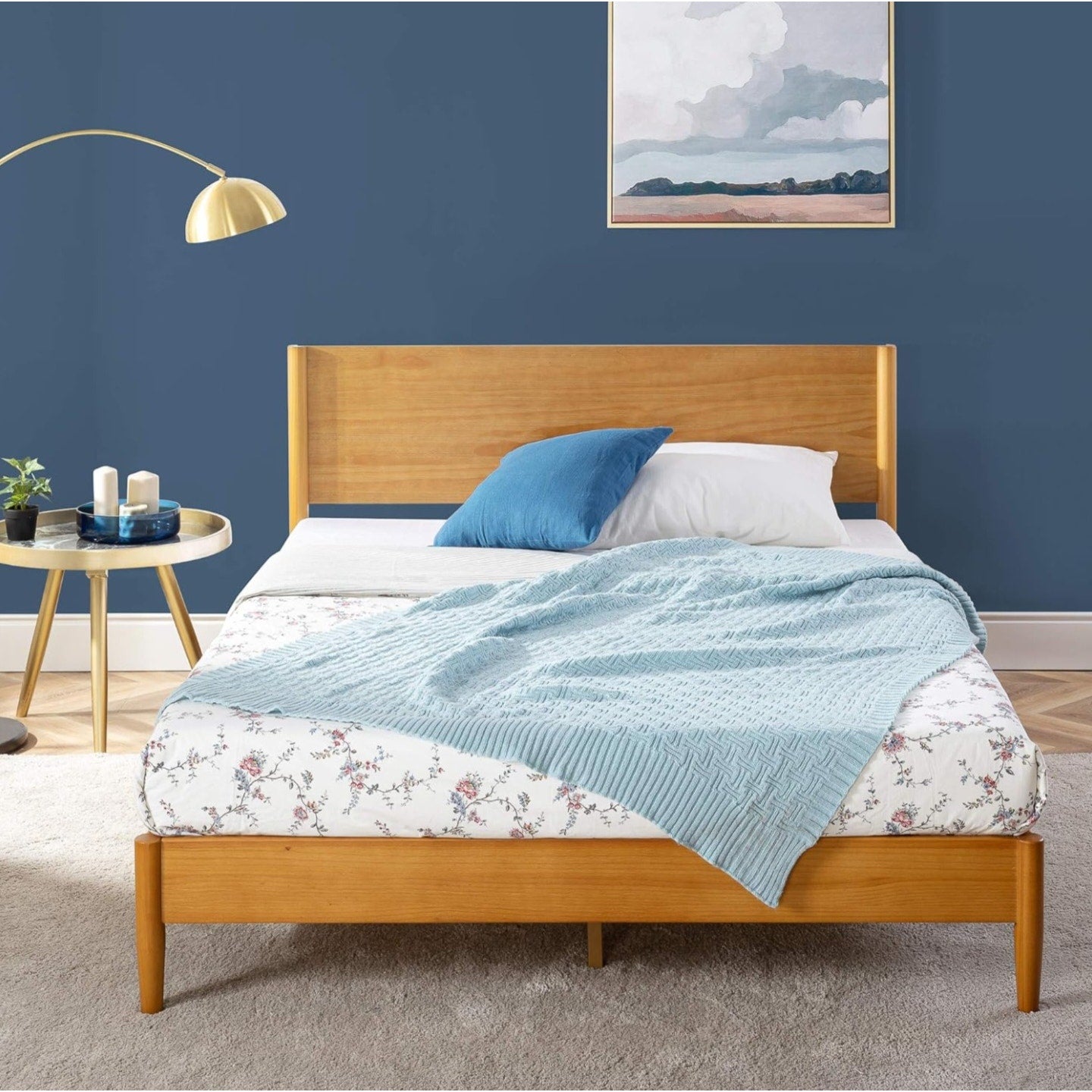 ZINUS Allen Mid Century Wood Platform Bed Frame, Solid Wood Foundation, Wood Slat Support,
