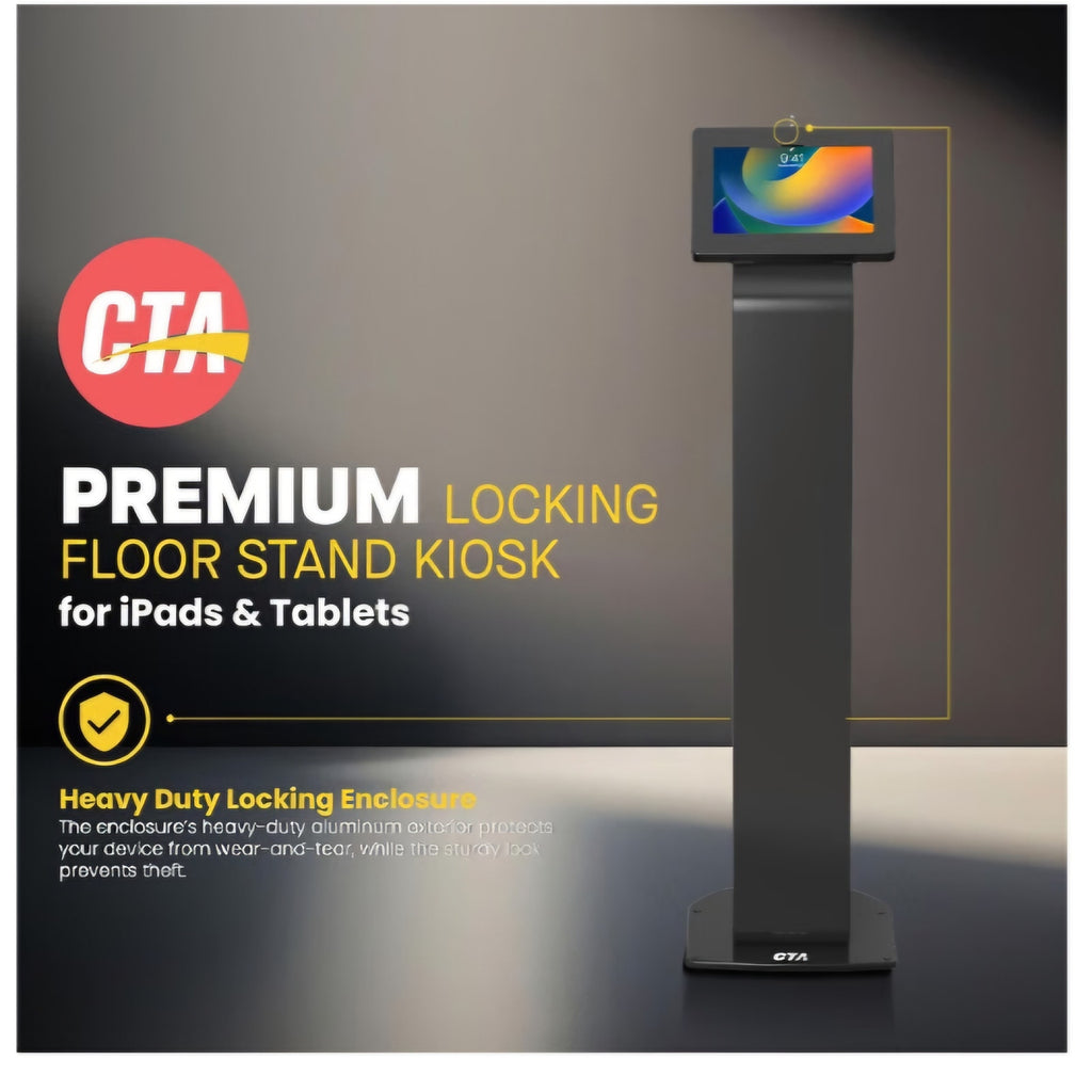 CTA Digital Premium Kiosk Floor Stand - Locking Floor Stand Kiosk - iPad 7th/8th/9th