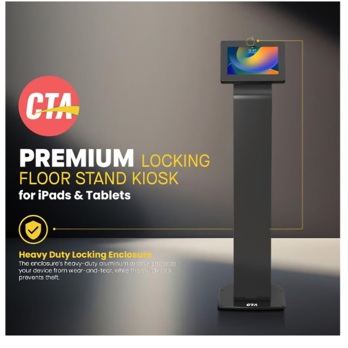 CTA Digital Premium Kiosk Floor Stand - Locking Floor Stand Kiosk - iPad 7th/8th/9th