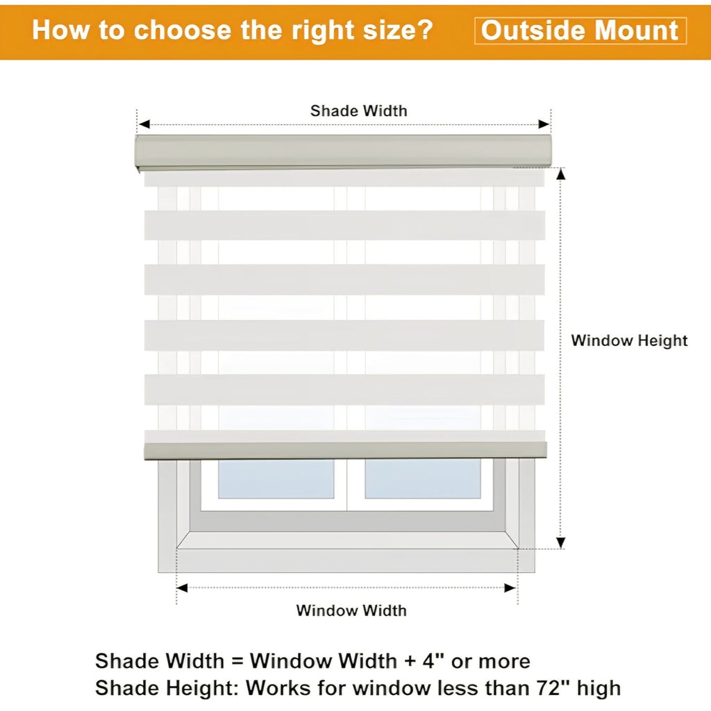 Persilux Cordless Zebra Blinds for Windows (58" W X 72" H, Cream)