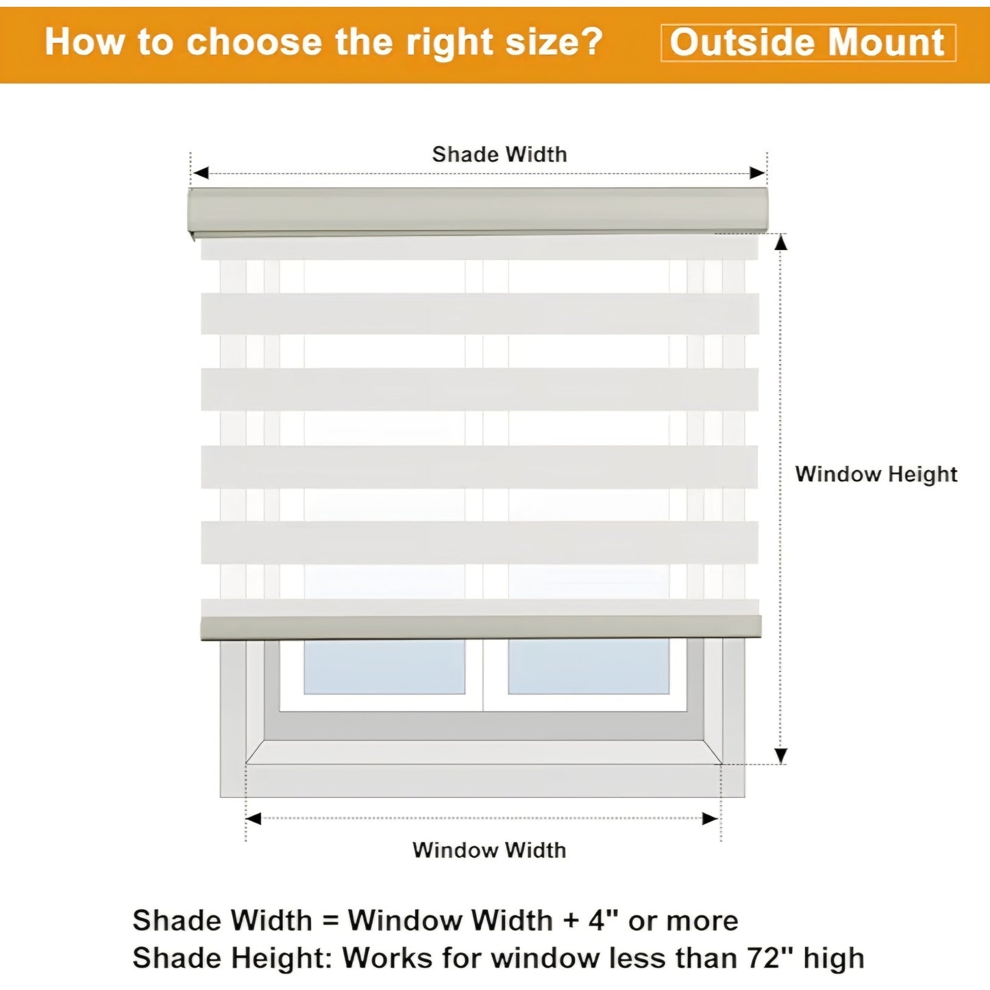 Persilux Cordless Zebra Blinds for Windows (58" W X 72" H, Cream)