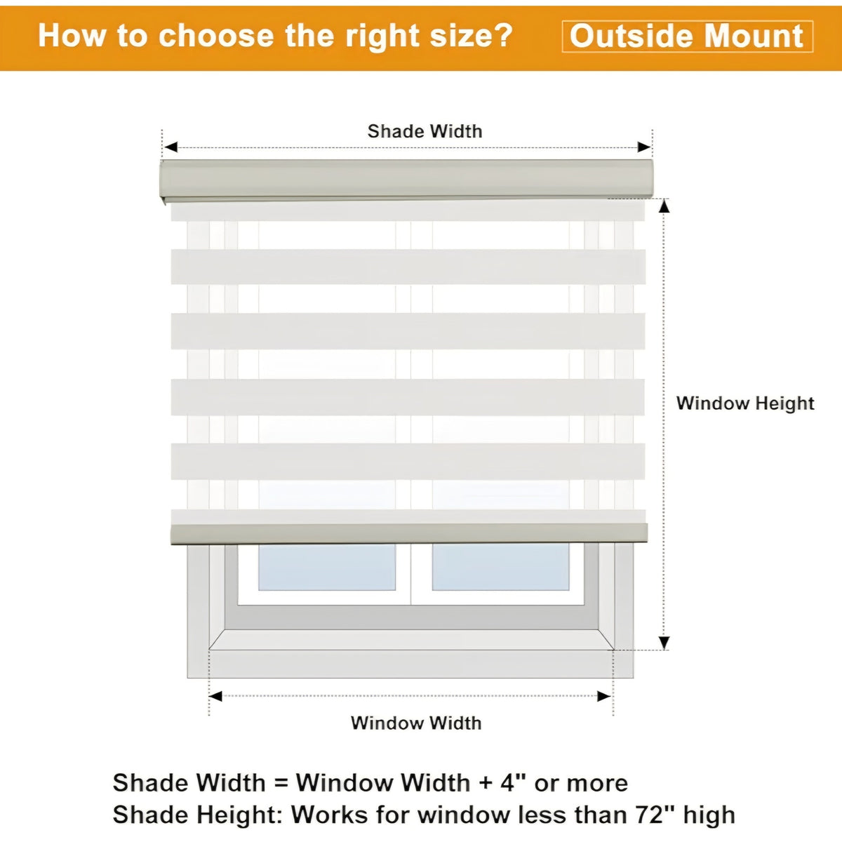 Persilux Cordless Zebra Blinds for Windows (58" W X 72" H, Cream)