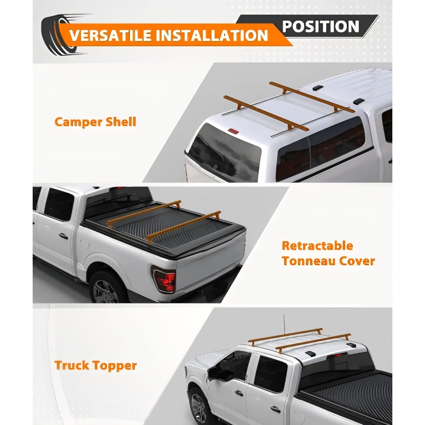 MELIPRON 60" Truck Cap Topper Rack Adjustable Aluminum Ladder Roof Rack for Kayak Canoe Lumber Pipe
