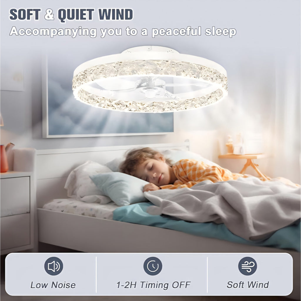 VOLISUN Modern Ceiling Fans with Lights and Remote, 19.7in Low Profile Ceiling Fan Flush Mount,