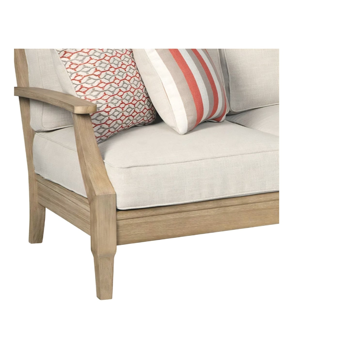 Signature Design by Ashley Clare View Coastal Outdoor Patio Eucalyptus Sofa with Cushions, Beige