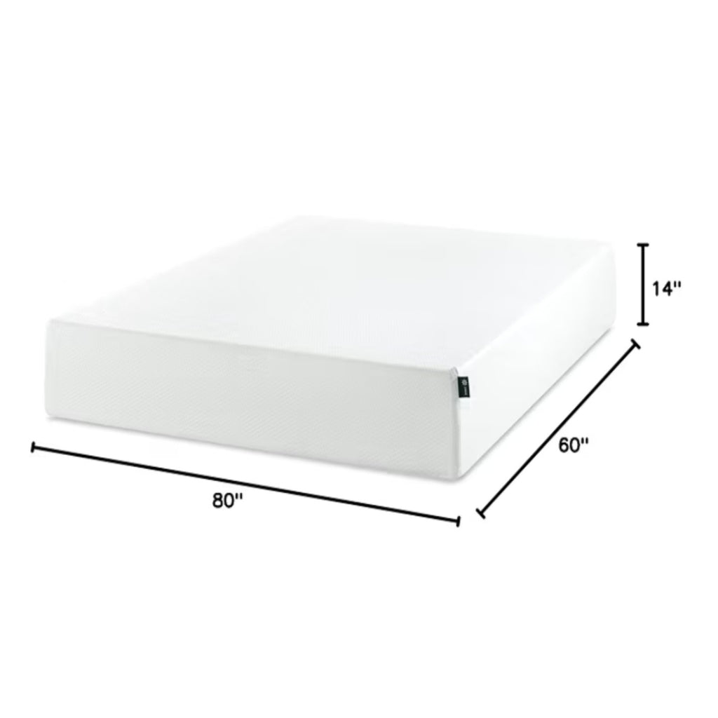 Zinus 14 Inch Queen Green Tea Memory Foam Mattress, Fiberglass Free