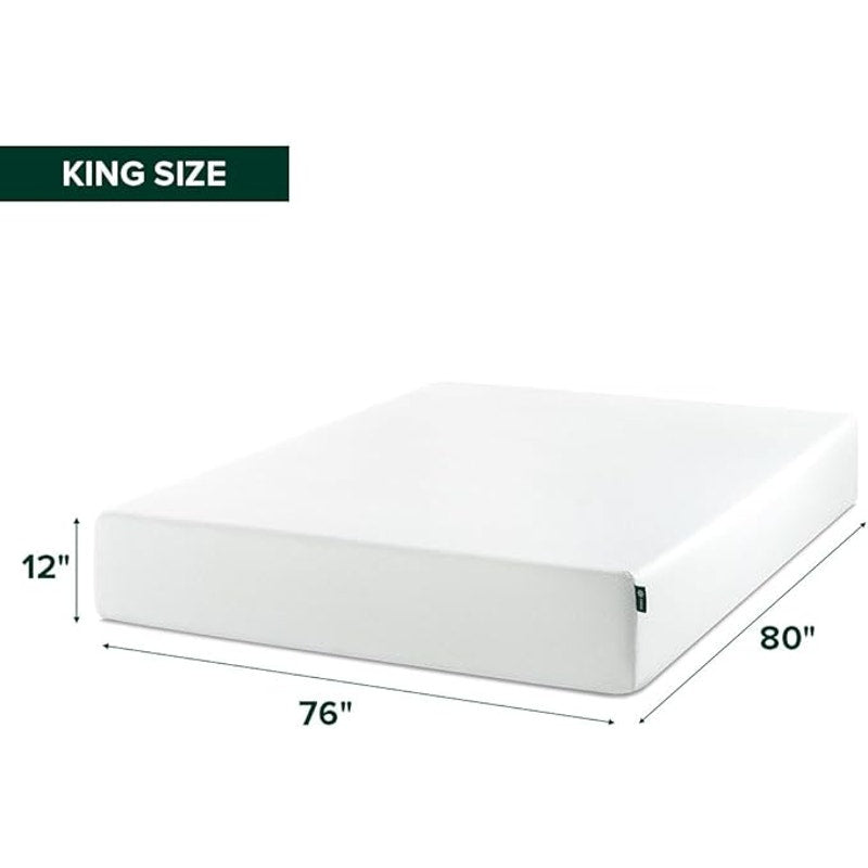 King Zinus Green Tea Memory Foam Mattress 12 Inch CertiPUR-US & Oeko-TEX Certified Safe Materials