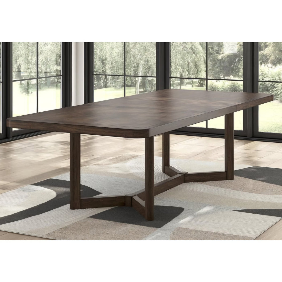 Seats 8 Signature Design by Ashley Yingden 1-Piece Extendable Dining Table, Brown