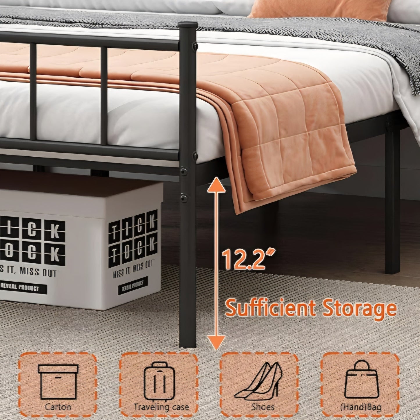 Queen Bed Frame-Classic Metal Platform Bed Frame,Mattress Foundation with Steel Slat