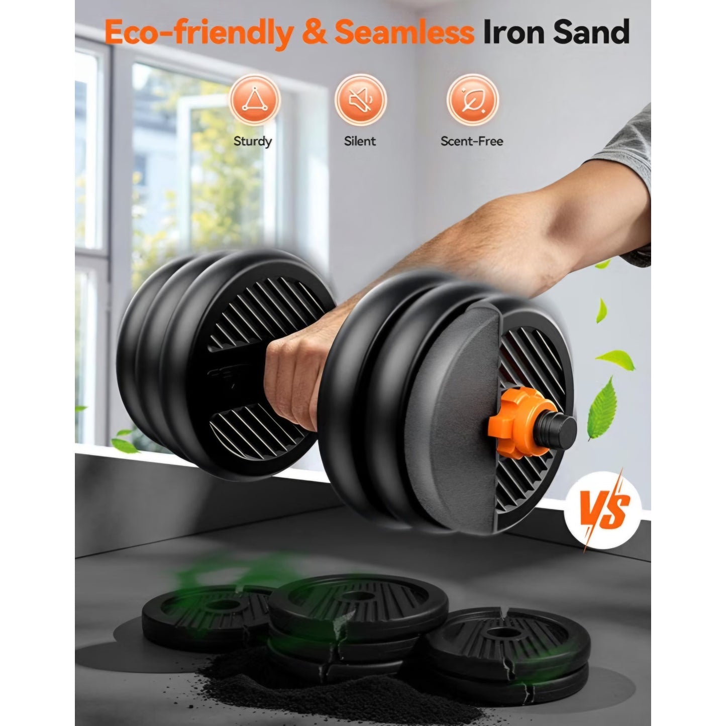 Adjustable Dumbbells, 45lbs Free Weight Set with Connector, 5 in1 Dumbbells Set Used as Barbell