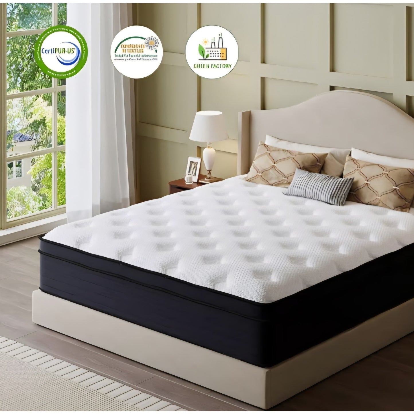 14 Inch King Size Mattress, Hybrid Memory Foam Mattress with Cooling Gel & Pocket Springs
