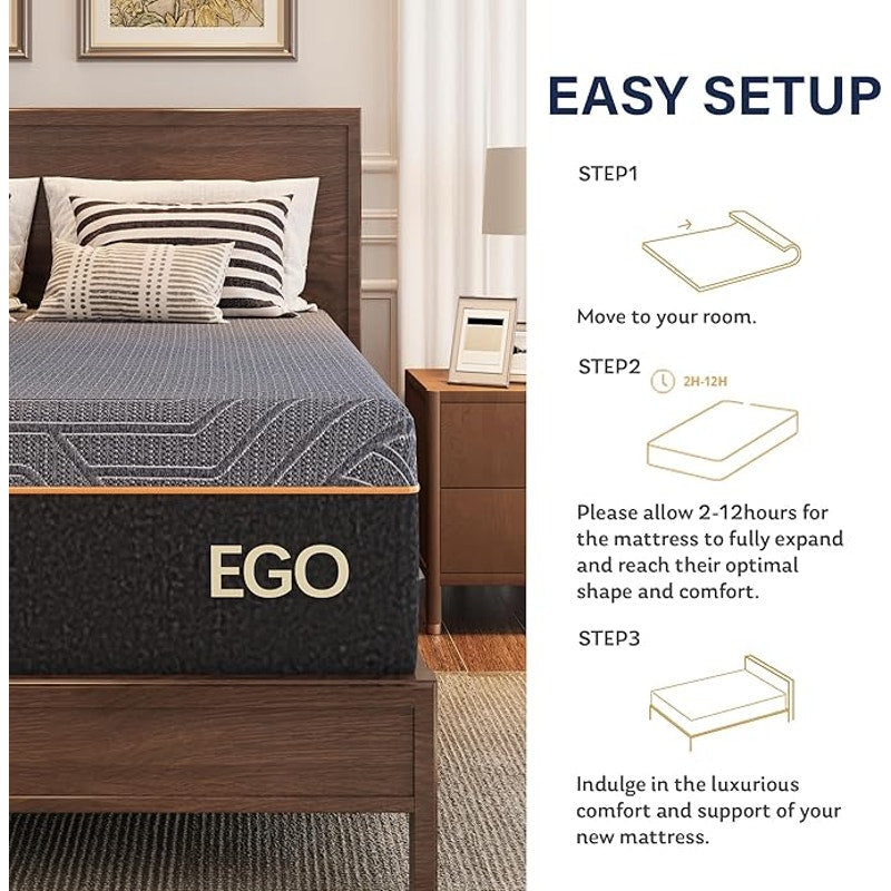 MLILY EGOHOME 14 In Twin XL Mattress, Copper Gel Memory Foam Mattress for Pain Relief, Medium, Black