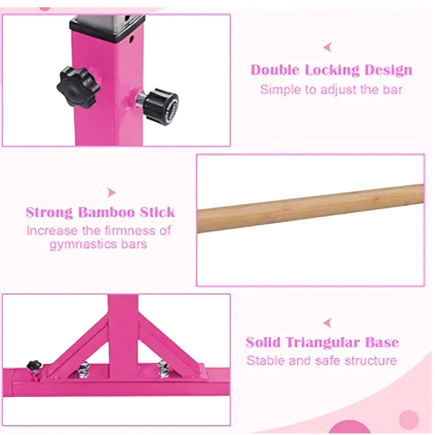 Costzon Double Horizontal Bars, Junior Gymnastic Training Parallel Bars w/11-Level 38-55" Adjustabl