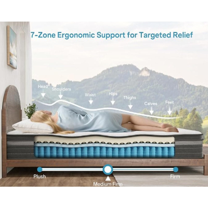 Queen Mattress 12 Inch in a Box, Hybrid Queen Mattress with Memory Foam & Individual Pocket Springs