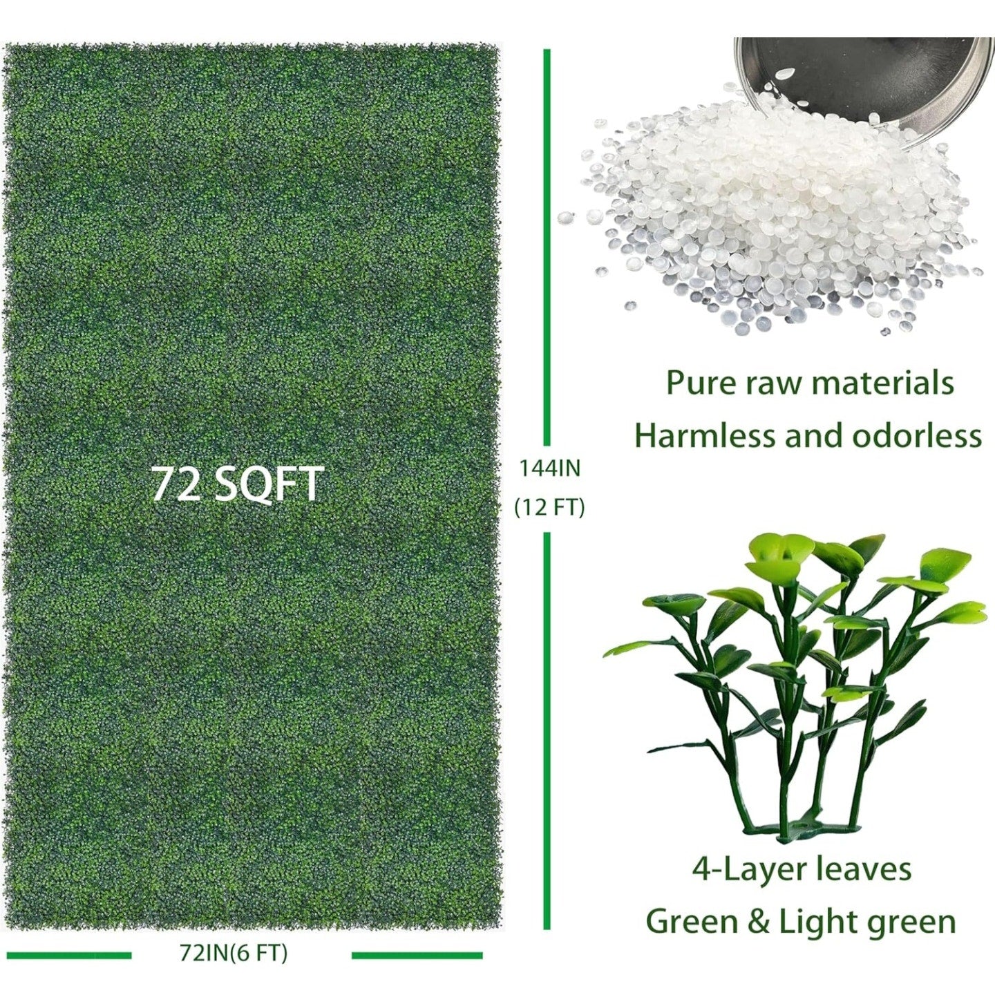 Artificial Ivy Privacy Fence Screen: 72"x 144" (72 SQFT) 4-Layer Leaf UV