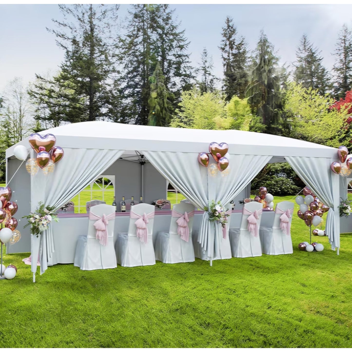 10x20 Pop Up Canopy Tent with 6 Removable Sidewalls, Easy Up Commercial Canopy Tents for Parties