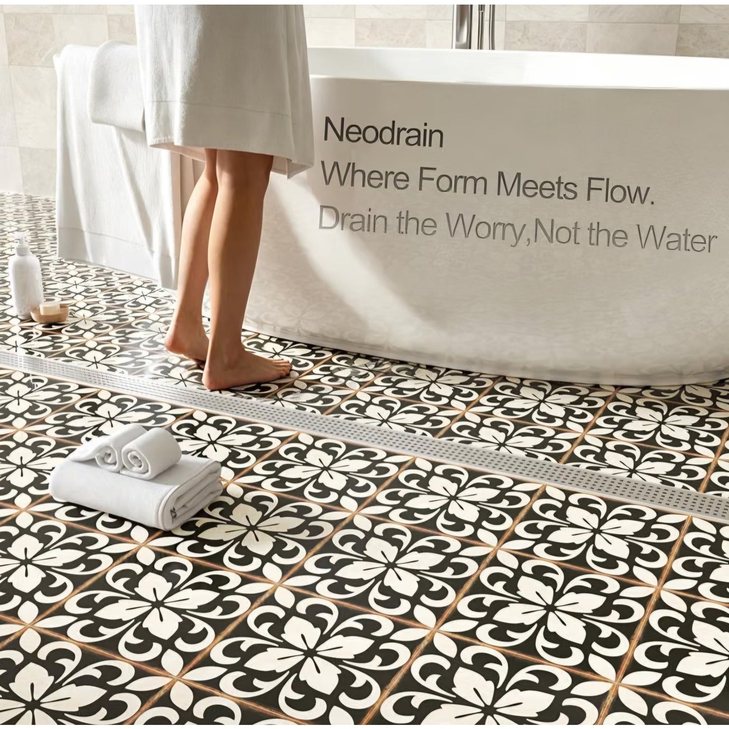 Neodrain 72" Linear Shower Drain, Brushed 304 SS Bathroom Linear Drain,cUPC