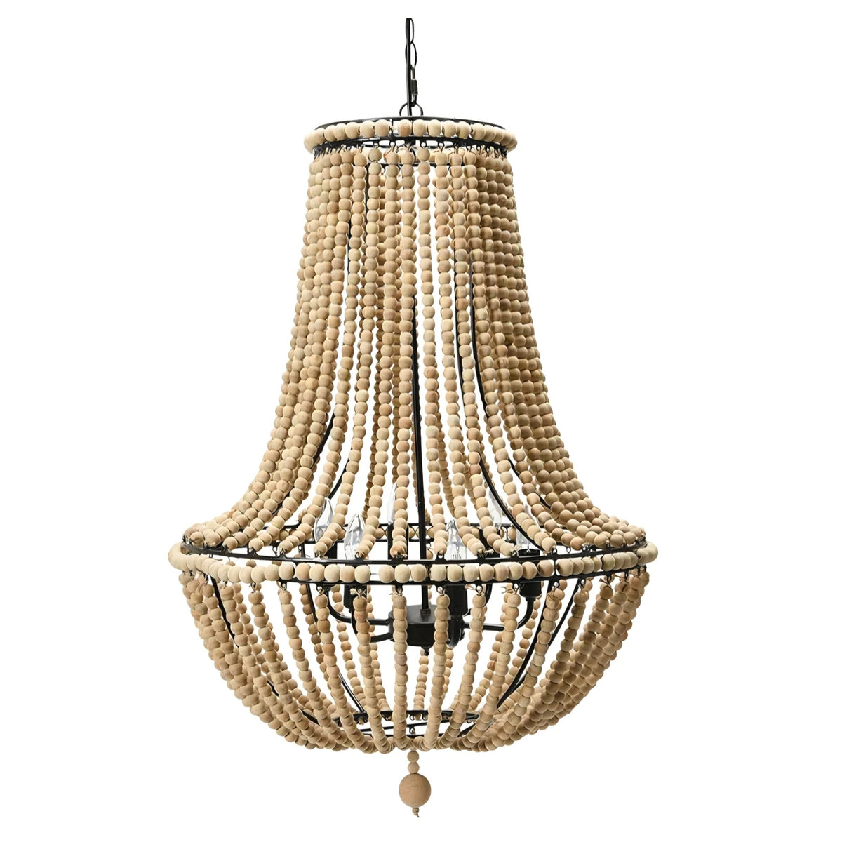 Draped Wood Bead Chandelier 32"L x 24.5" W x 32.25" H