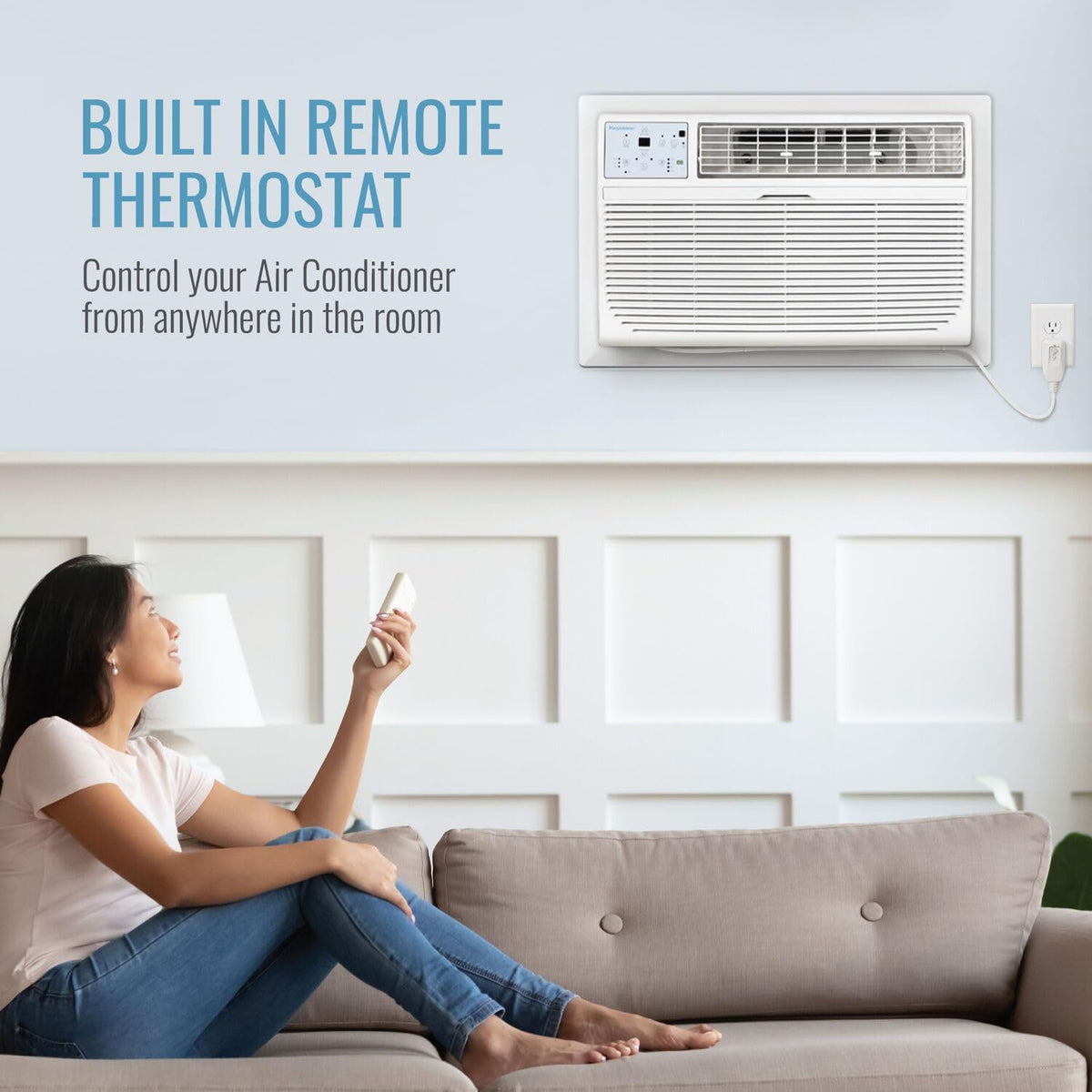 Keystone 10,000 BTU Wall Mounted Air Conditioner with Supplemental Heat & Dehumidifier,Bright White