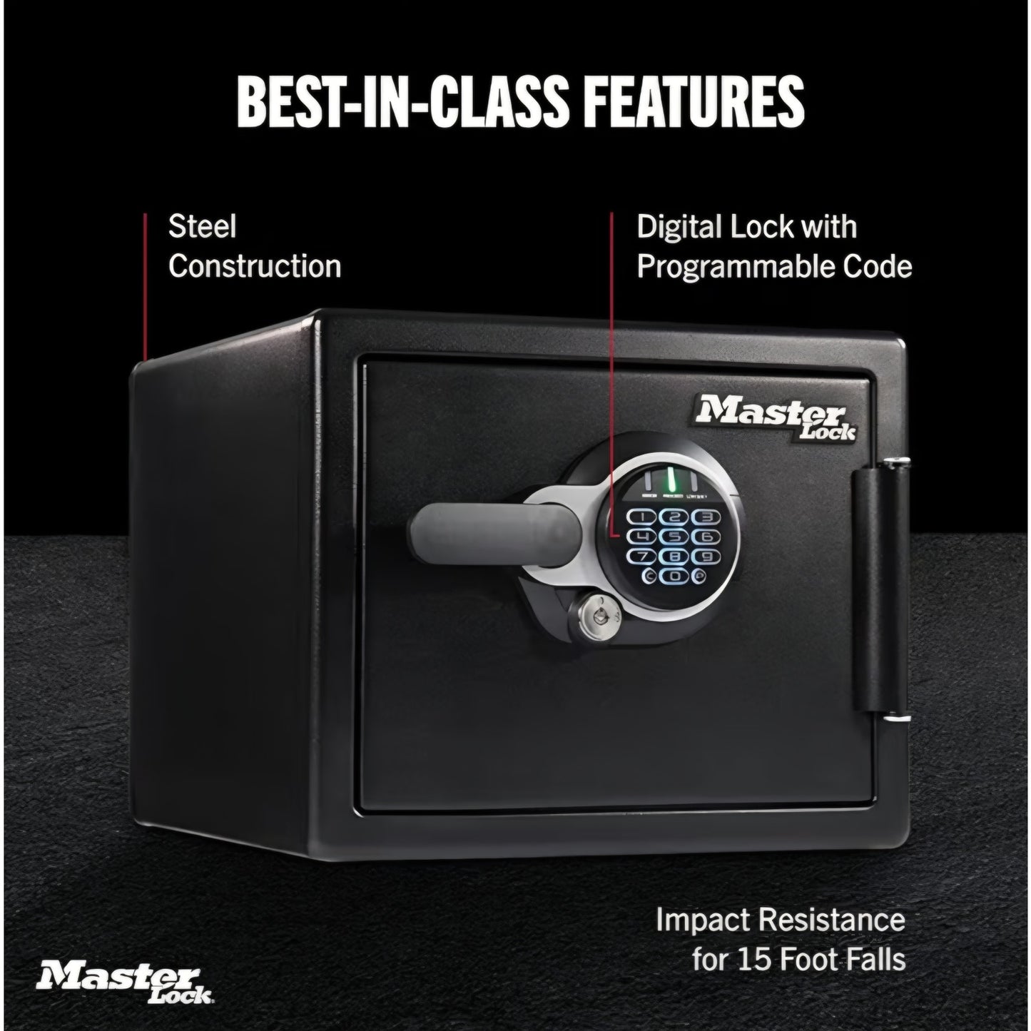 Master Lock Black Premium Fireproof and Waterproof Safe with Digital Keypad, 0.82 cu-ft, STW082GTC