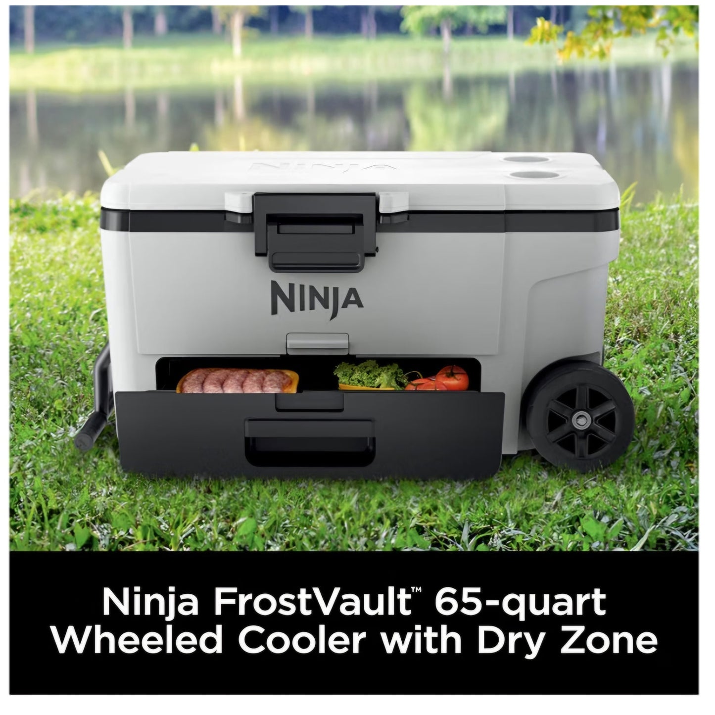 Ninja FrostVault | 65qt Wheeled Cooler with Cold Dry Zone Integrated Fridge Temp Dry Storage Drawer