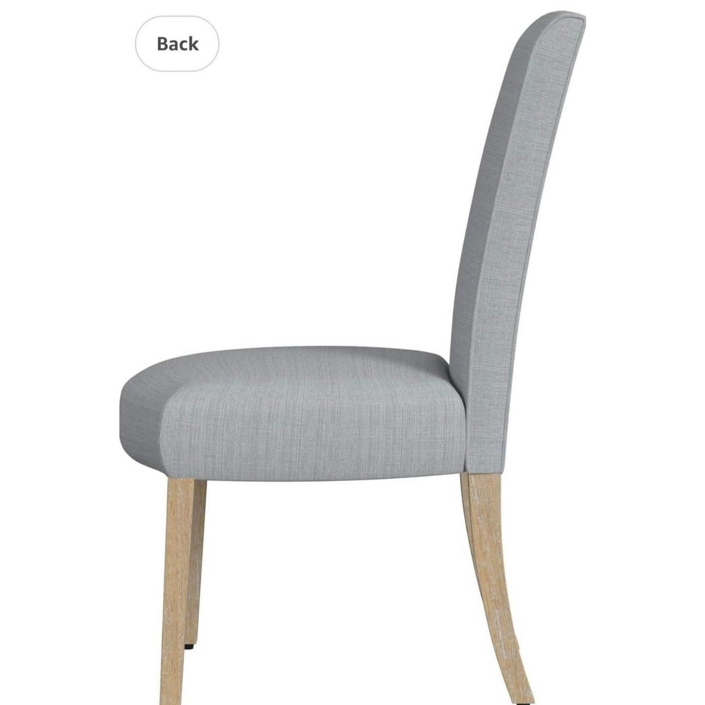 HomePop Scalloped Detail Dining Chair|Upholstered Parsons Dining Chairs |Decorative Home Furniture, Light Gray Woven (Set of 2)