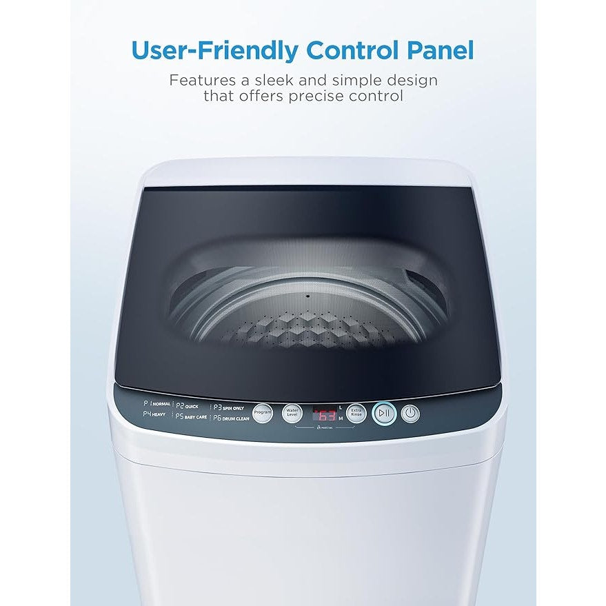 Midea Mobile Waschmaschine, 0,9 cu. ft., 6 Programme, Trommelreinigung, Kurzprogramm, Edelstahltrommel, Weiß