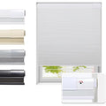 Tonature No Drill Cellular Shades for Indoor Windows, Cordless Blackout, White,59 1/2" W x 64"H